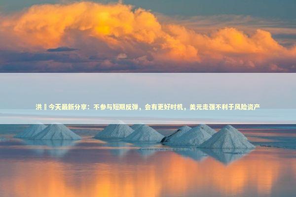 洪灝今天最新分享：不参与短期反弹，会有更好时机，美元走强不利于风险资产